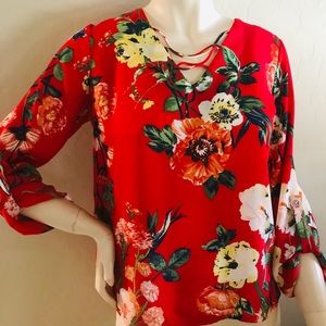 Meraki Blouse size S New without tags floral red